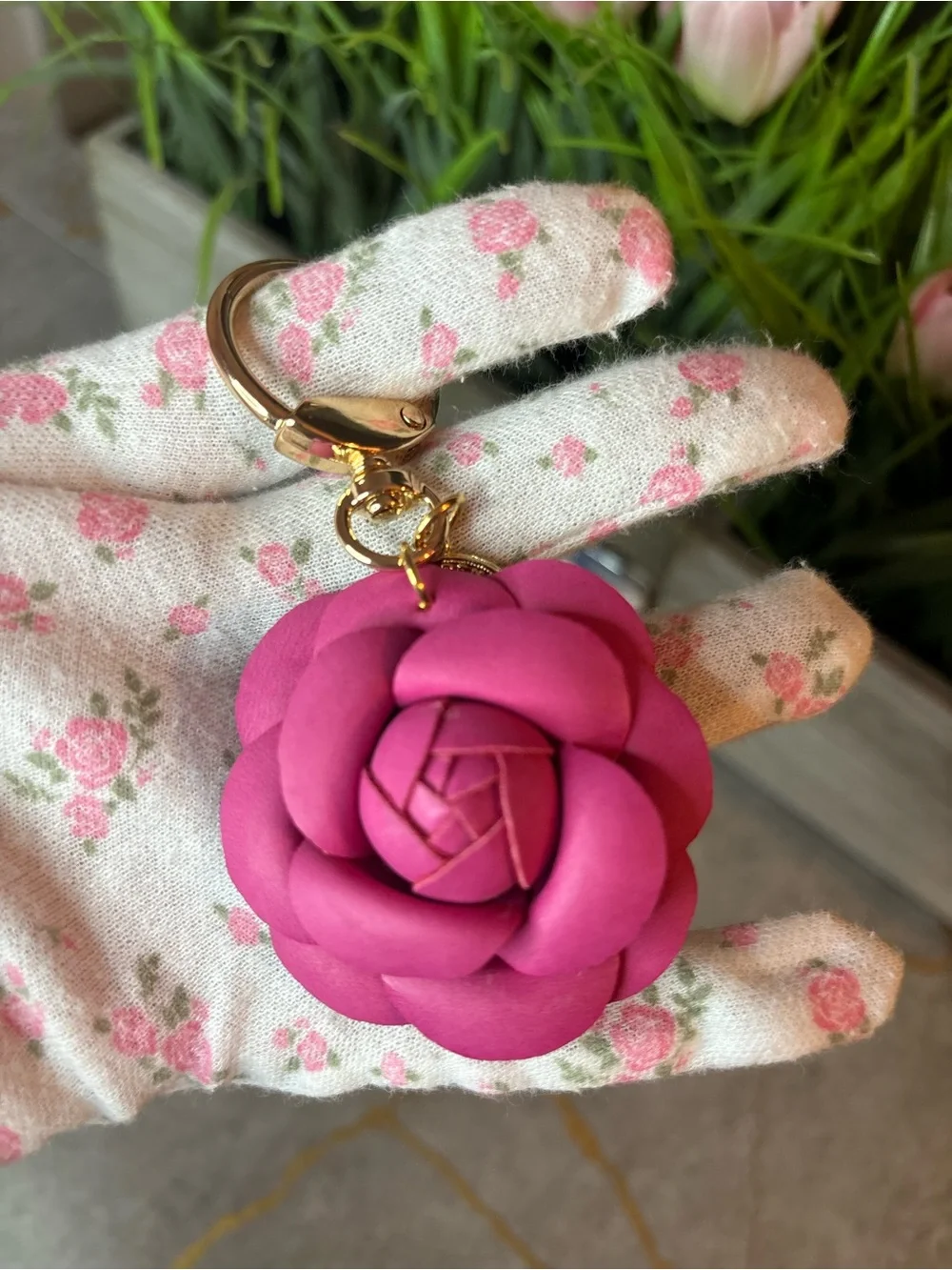 Pink Rose Key & Card Holder Set with Floral Compact and Rose Keyring